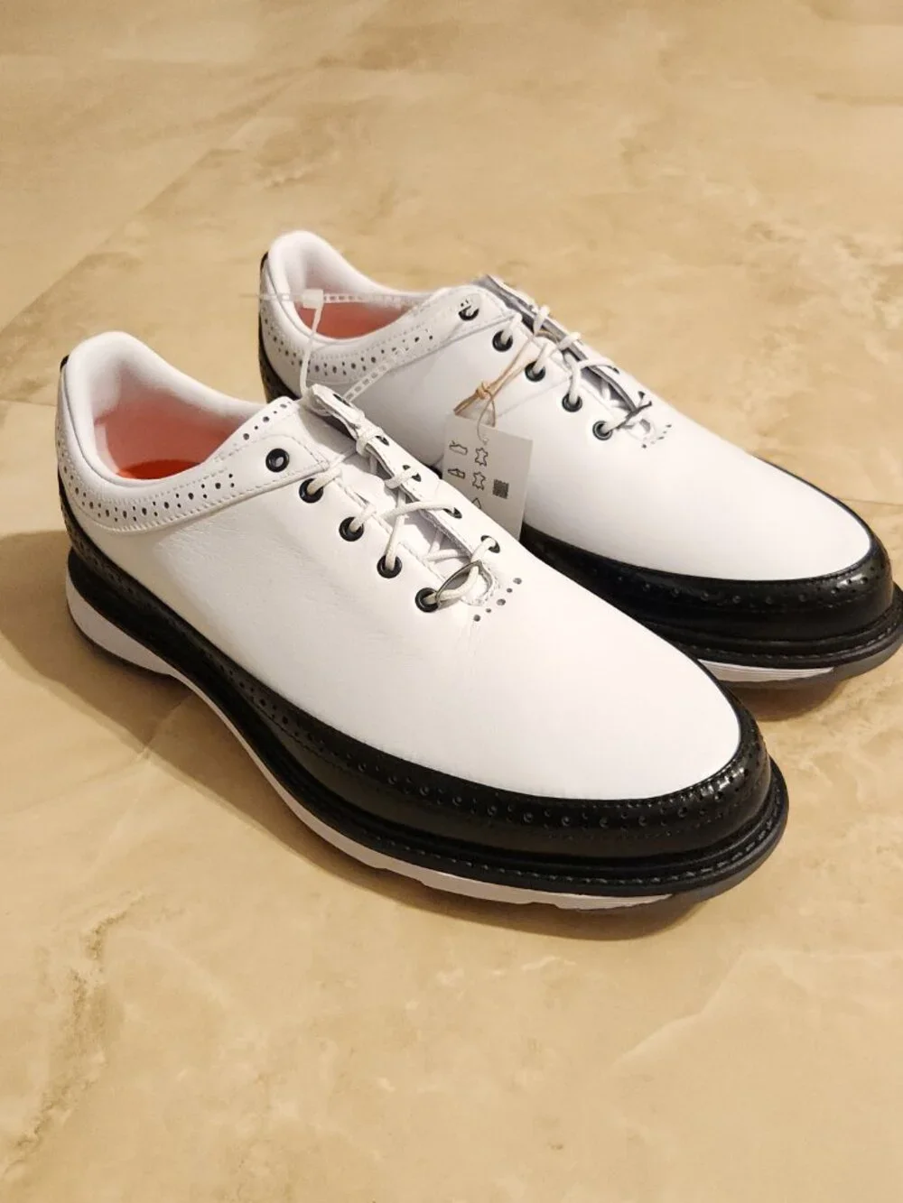 Adidas MC80 Spikeless Golf Shoes White/Black Leather Saddle ID4750 Men Size 9.5